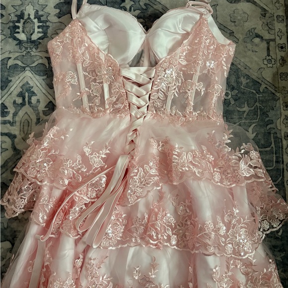 Elegant Pink Lace Dress - Picture 2 of 2